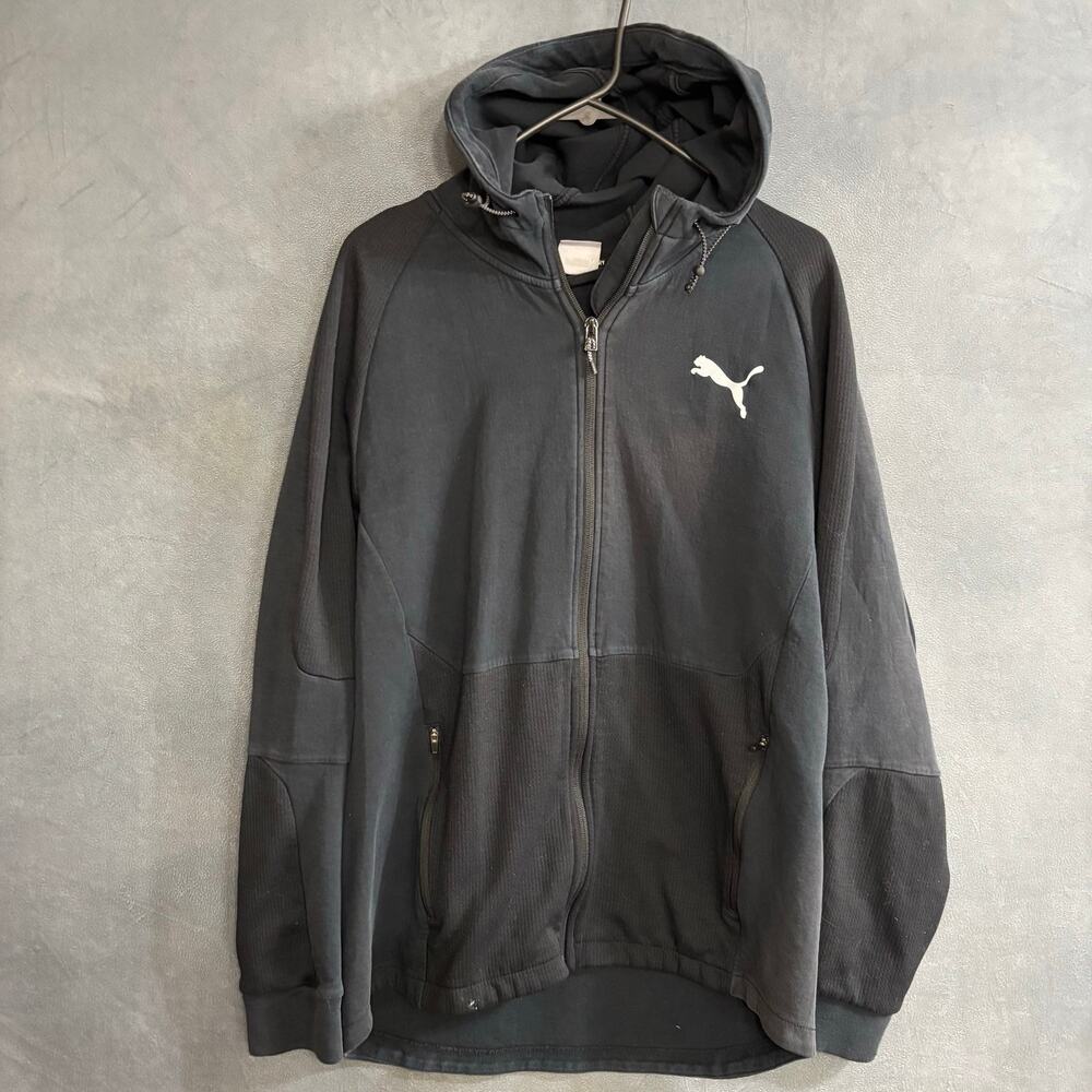 Puma Full Zip Hoodie Jacket Black Mens Large Athletic Training Gorpcore Athletic